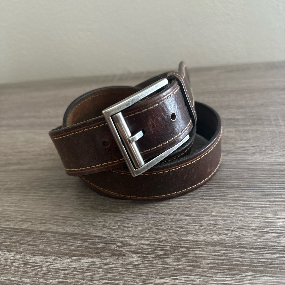 Men’s Tommy Bahama Brown Genuine Top Grain Leather Belt Size 44 Silver Buckle